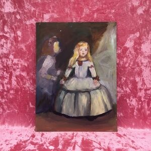 Vintage Impressionist Oil Painting, Two Girls, Shabby Cottagecore Art, Decor